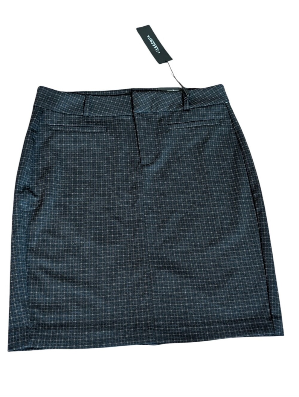 Liverpool Jeans Company Shannon Pencil Skirt NWT Black Blue Windowpane Stretch - Picture 2 of 7